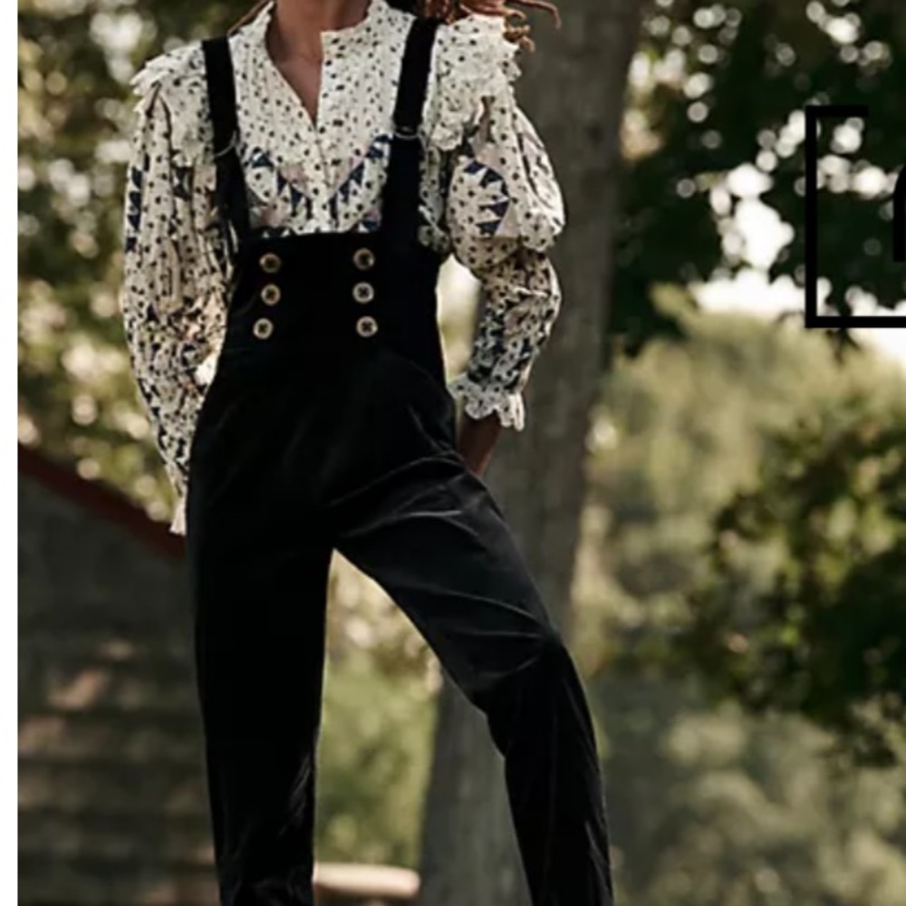 Anthropologie corduroy button waist pants with suspenders
